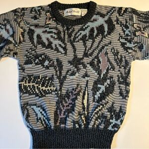 Vintage Michael Gerald Pullover Sweater Boys Size 8-10 Floral Grandpa Grunge 90s